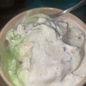 Ben Scoops - Top is toasted almond and the green one is avocado... yummy! - Ice Cream & Frozen Yogurt Near Me - Torrance, California