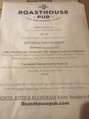 Menu photo 5 The Roasthouse Pub Frederick, MD