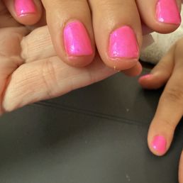 gel polish cured on several fingers, both hands