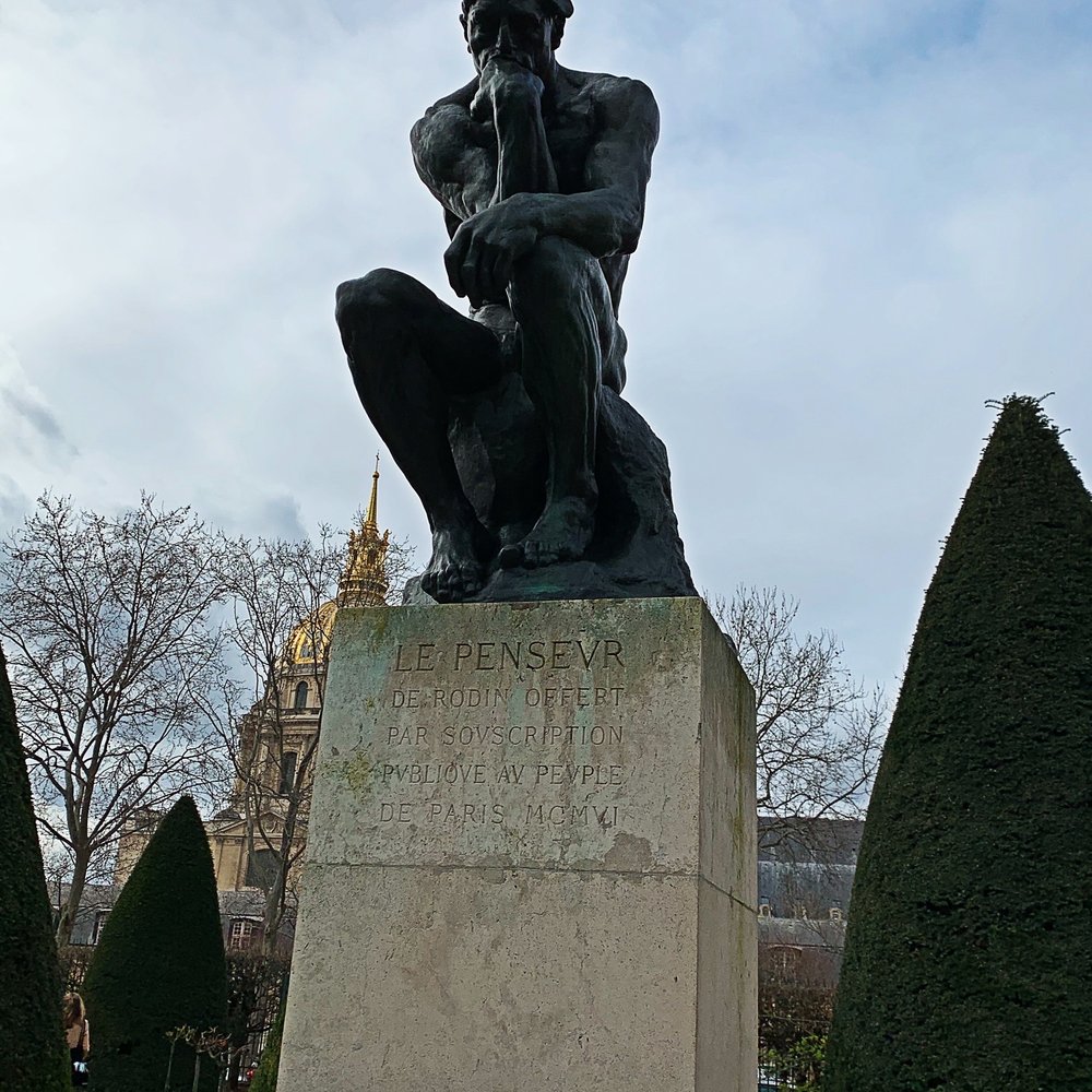 Paris, France: "The Thinker" originally named "The Poet" (French: Le Poète) a masterpiece by Auguste Rodin