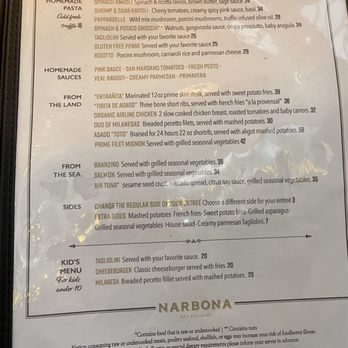 Narbona - Menu - Specialty Food Near Me - Key Biscayne, Florida