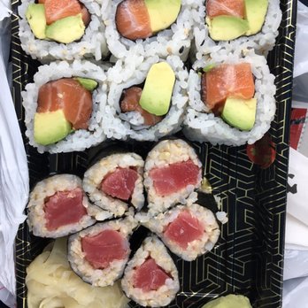 Yiku Sushi - Top: salmon avocado roll Bottom: tuna roll - Sushi Bars Near Me - Gaithersburg, Maryland Yiku Sushi - Top: salmon avocado roll Bottom: tuna roll - Sushi Bars Near Me - Gaithersburg, Maryland