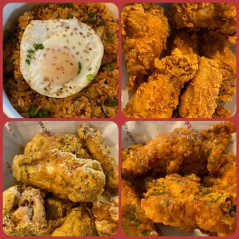 bb.q Chicken Niles - Kimchi Fried Rice, Cheesling Wings, Spicy Original Wings, and Maple Crunch Wings. Complimentary Pickled Radish not pictured - Chicken Wings Near Me - Niles, Illinois bb.q Chicken Niles - Kimchi Fried Rice, Cheesling Wings, Spicy Original Wings, and Maple Crunch Wings. Complimentary Pickled Radish not pictured - Chicken Wings Near Me - Niles, Illinois