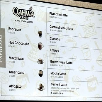 Qahwa Time - Espresso coffee menu - Coffee & Tea Near Me - Berkeley, California