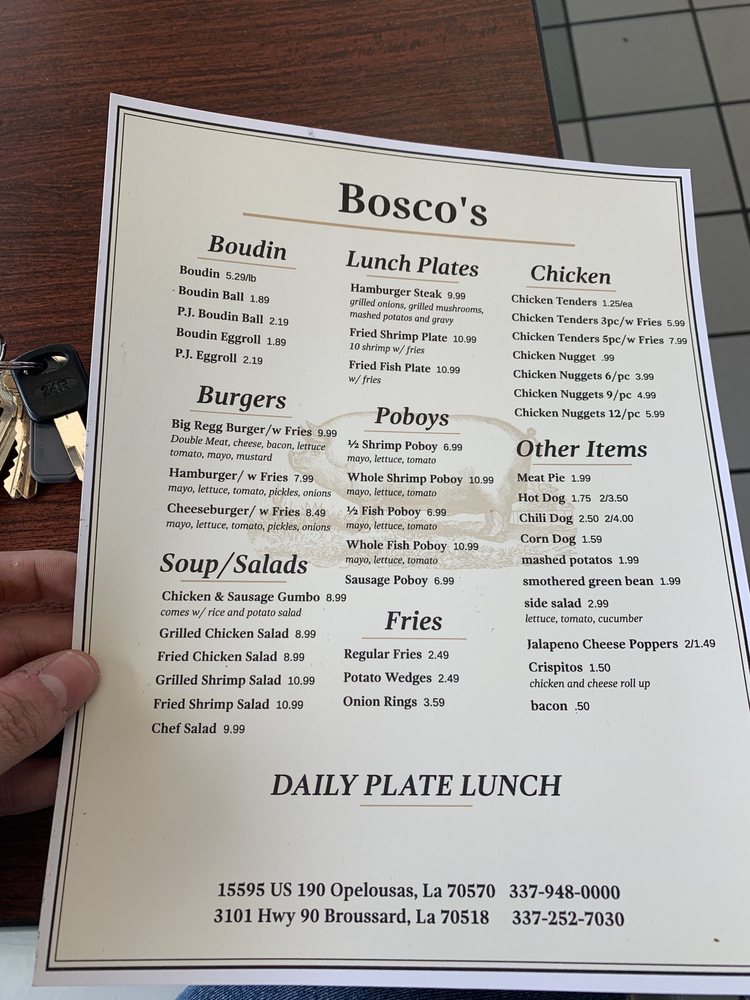 BOSCO’S SPECIALTY MEATS Updated October 2024 3101 SE Evangeline