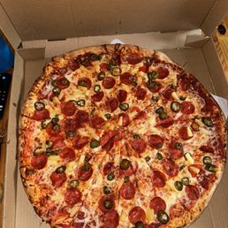 Party 20" Pizza with pepperoni, jalepeño, and pineapple