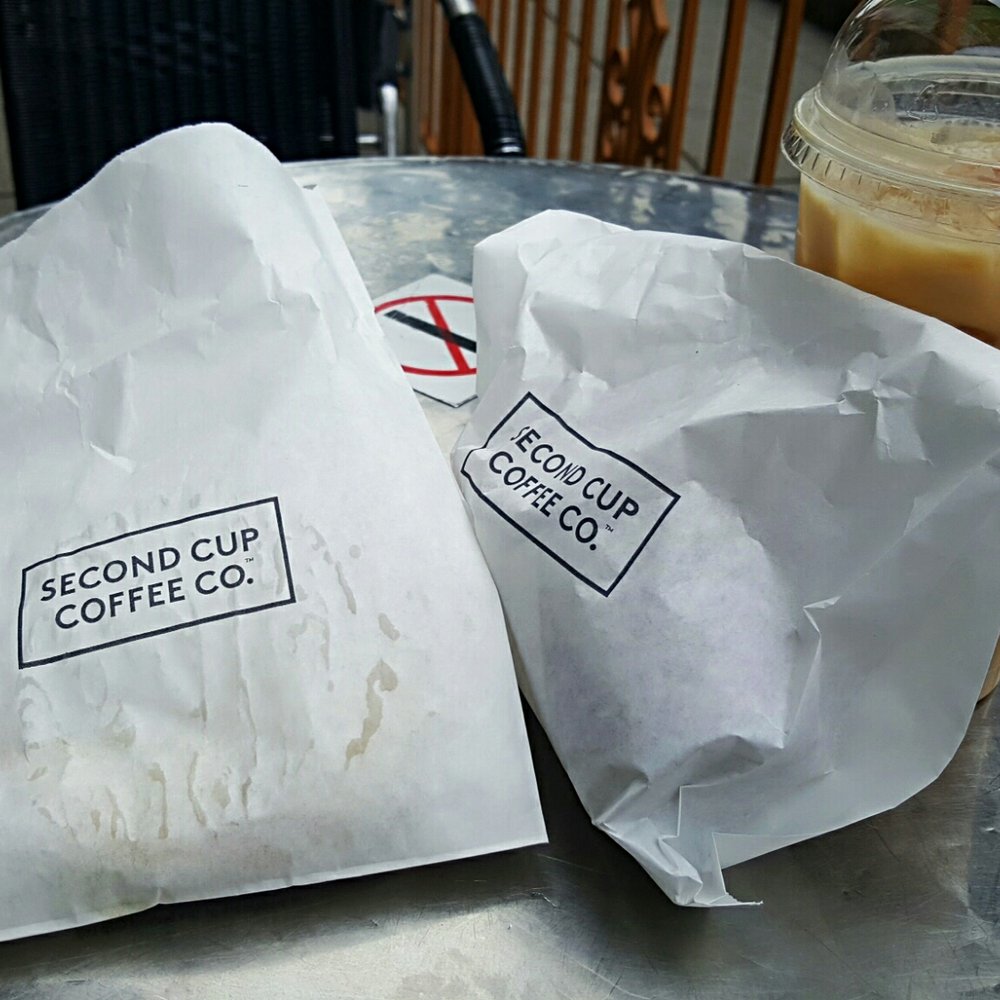 Iced Americano with almond milk, zucchini muffin and a yummy breakfast sandwich! Iced Americano with almond milk, zucchini muffin and a yummy breakfast sandwich!