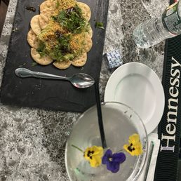 Avocado Chaat, Lavender Martini