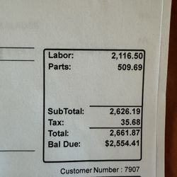 Snowdance Auto Repair & Towing - Total cost to repair my jeep due to the negligence of the first shop.