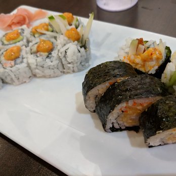 Asahi Sushi - Asahi - left Alaska King Crab Roll, right Rock 'n Roll - Sushi Bars Near Me - Houston, Texas