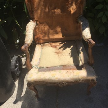 Upholstery Decor - Before - note it was placed by the trashcan - Furniture Reupholstery Near Me - Goleta, California Upholstery Decor - Before - note it was placed by the trashcan - Furniture Reupholstery Near Me - Goleta, California