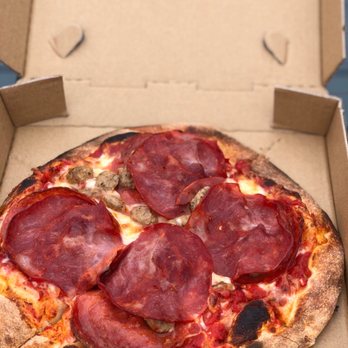 Pizza Trolley - Three Meat Pizza. - Food Trucks Near Me - Carlsbad, California