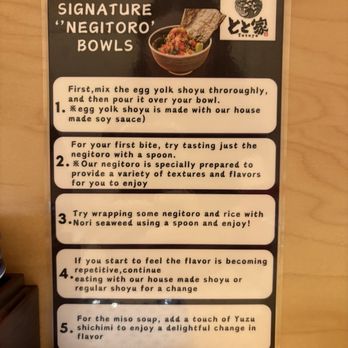 Totoya - Instructions on eating a Negitoro Bowl - Sushi Bars Near Me - Honolulu, Hawaii