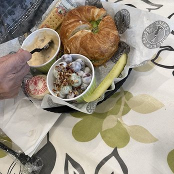 Chicken Salad Chick - Chicken salad with apples,grapes and pecans on a croissant with soup and grape salad. - Sandwiches Near Me - Overland Park, Kansas Chicken Salad Chick - Chicken salad with apples,grapes and pecans on a croissant with soup and grape salad. - Sandwiches Near Me - Overland Park, Kansas