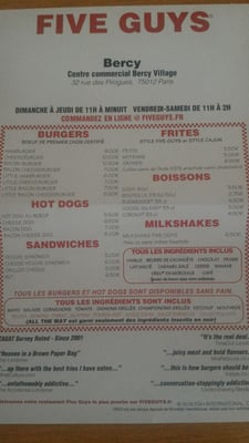 Menu photo 4 Five Guys Paris, 75