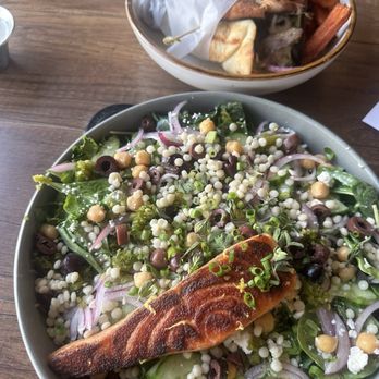 Big Grove Brewery - Gyros and salmon Greek salad - Brewpubs Near Me - Des Moines, Iowa Big Grove Brewery - Gyros and salmon Greek salad - Brewpubs Near Me - Des Moines, Iowa