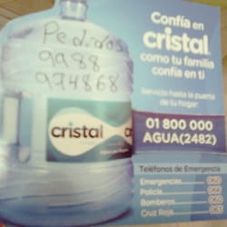 AGUA PURIFICADA CRISTAL A DOMICILIO - Mira te dejan un contacto para localizarlos!