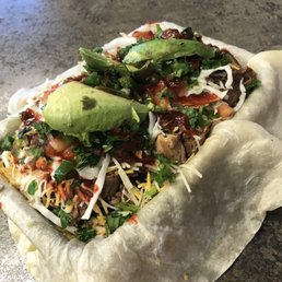 Open face burrito style in a bowl