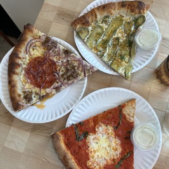 Allday Pizza - Pickle, sausage (sweet), and spicy marg with sides of ranch - Pizza Near Me - Austin, Texas Allday Pizza - Pickle, sausage (sweet), and spicy marg with sides of ranch - Pizza Near Me - Austin, Texas