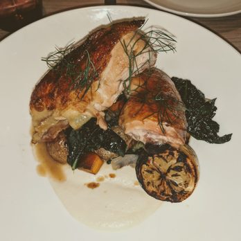 The Warbler - Roasted Half Chicken - braised kale, fennel puree, charred lemon, roasted potato, vegetables - Pasta Shops Near Me - Chicago, Illinois