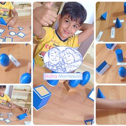 Maha Montessori - Montessori Sensorial: Enhancing Children understanding of shapes. 5 yrs old future Architect . Maha Montessori