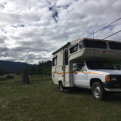 Sharp Auto Graphics - Sharp's wrap of the cab and stripes re-do made my 35 yr old rv look new again.
