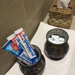 They have taken care of every detail. Pre pasted tooth brushes, floss, and mouth wash in case of an emergency