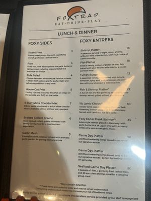 Menu photo 6 The Fox Trap Restaurant & Lounge Houston, TX