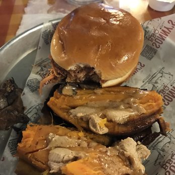 Sonny's BBQ - Pulled pork sandwich with sweet potato and cinnamon butter. - Barbeque Near Me - Sarasota, Florida Sonny's BBQ - Pulled pork sandwich with sweet potato and cinnamon butter. - Barbeque Near Me - Sarasota, Florida
