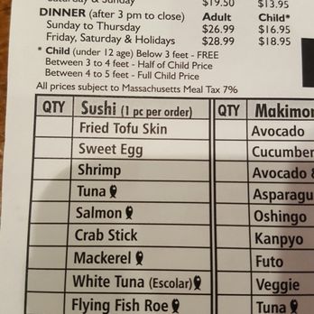Yamato 2 - Current prices as of January 2017. - Japanese Near Me - Boston, Massachusetts Yamato 2 - Current prices as of January 2017. - Japanese Near Me - Boston, Massachusetts