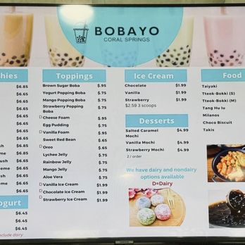 BOBAYO - Menu pt.2 - Bubble Tea Near Me - Coral Springs, Florida