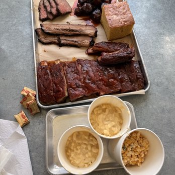 Hard Times BBQ - Full rack of ribs and three meats: Brisket, Tri-tip, and Burnt ends. Sides: Mac and cheese, Elote, and cornbread - Barbeque Near Me - Marysville, California Hard Times BBQ - Full rack of ribs and three meats: Brisket, Tri-tip, and Burnt ends. Sides: Mac and cheese, Elote, and cornbread - Barbeque Near Me - Marysville, California