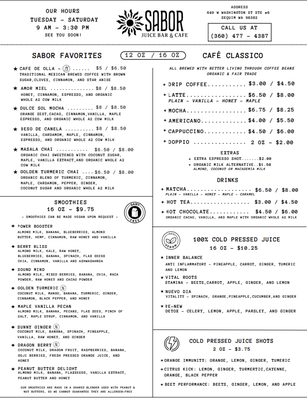 Menu photo 1 Sabor Juice Bar & Cafe Sequim, WA