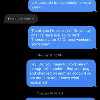Bombshell’s Beauty Bar - Cancelation of appointment trying to reschedule. Realizing she blocked me on Instagram - Waxing Near Me