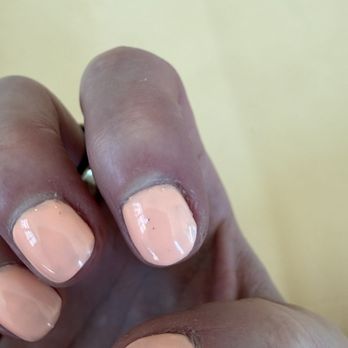 The Nailtural - Uneven gel polish and dots from nails not being clean off before apply top coat - Nail Salons Near Me - Temecula, California