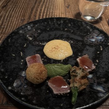 Partage - Seared tuna with Arancini, named one of the favorites by our party - French Near Me - Las Vegas, Nevada