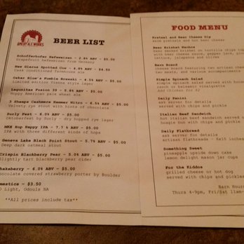 Amery Ale Works - Beer list and food menu - American Near Me - Amery, Wisconsin