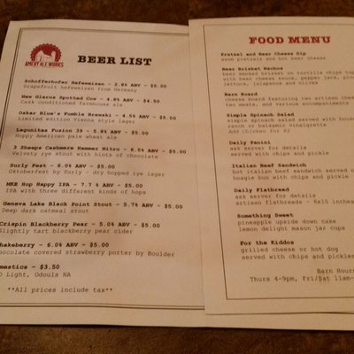 Menu photo 4 Amery Ale Works Amery, WI