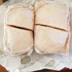 Holiday Market - My miniature sized deli sandwich. Same sour dough slices but one is filling and one is not.