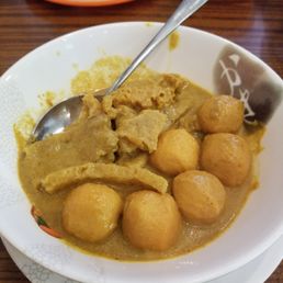 Curry fish balls & pork skin appetizer