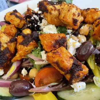 Steuben's Uptown - Greek Salad with Nashville hot chicken - Diners Near Me - Denver, Colorado Steuben's Uptown - Greek Salad with Nashville hot chicken - Diners Near Me - Denver, Colorado