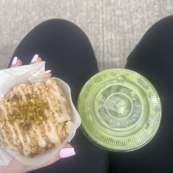 7th Day Coffee - Spring matcha drink (La Frasita) Pistachio muffin - Coffee & Tea Near Me - Richardson, Texas 7th Day Coffee - Spring matcha drink (La Frasita) Pistachio muffin - Coffee & Tea Near Me - Richardson, Texas