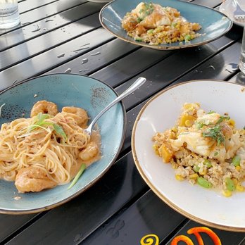 Kitchen Social - Blackened Shrimp Capellini and Honey Miso Cod - Cocktail Bars Near Me - Columbus, Ohio