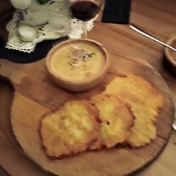 Staropolska Karczma - Potato pancakes with mushroom gravy.