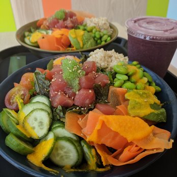 SoJo Spa Club - Tuna poke salads and berry smoothie. Pricey but a lot of food! - Saunas Near Me - Edgewater, New Jersey