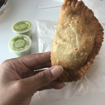 Sophie's Cuban Cuisine - Empanadas with Green Sauce (Like A Homemade Pepper sauce/ Hot Sauce) it's really good! - Cuban Near Me - Brooklyn, New York