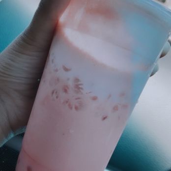 Bomboba - Strawberry Milk Tea with Lychee boba & Lychee jelly - Bubble Tea Near Me - Peoria, Arizona Bomboba - Strawberry Milk Tea with Lychee boba & Lychee jelly - Bubble Tea Near Me - Peoria, Arizona