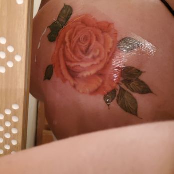 West LA Supply - Not the best pic the protective film makes it hard to capture. Done it 2 sessions piece is 7 to 8 inches the rose is about 4 to 5 in. - Tattoo Near Me West LA Supply - Not the best pic the protective film makes it hard to capture. Done it 2 sessions piece is 7 to 8 inches the rose is about 4 to 5 in. - Tattoo Near Me