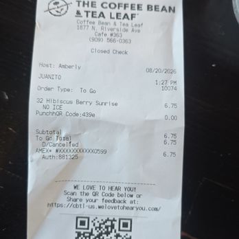 The Coffee Bean & Tea Leaf - I had 2 5$ coupons one on my phone and a rewards card and I was still had to pay - Coffee & Tea Near Me - Rialto, California The Coffee Bean & Tea Leaf - I had 2 5$ coupons one on my phone and a rewards card and I was still had to pay - Coffee & Tea Near Me - Rialto, California