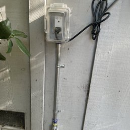 Outdoor outlet - carefully done without any damage to wood siding. Outdoor outlet - carefully done without any damage to wood siding.